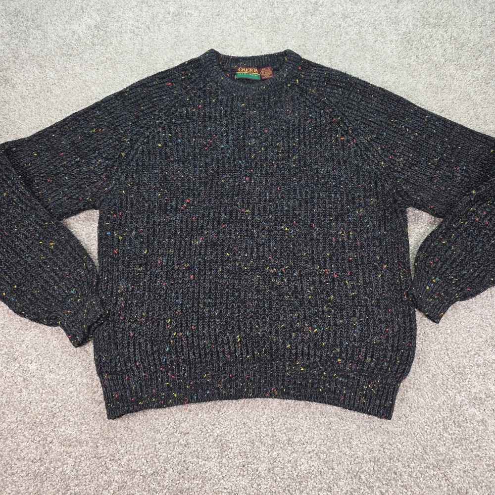 Oakton Limited Mens Vintage Multi Color Confetti Fleck Ribbed Knit Sweater Large